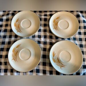 Vintage Golden Wheat Saucers 22 K Gold Set of Four